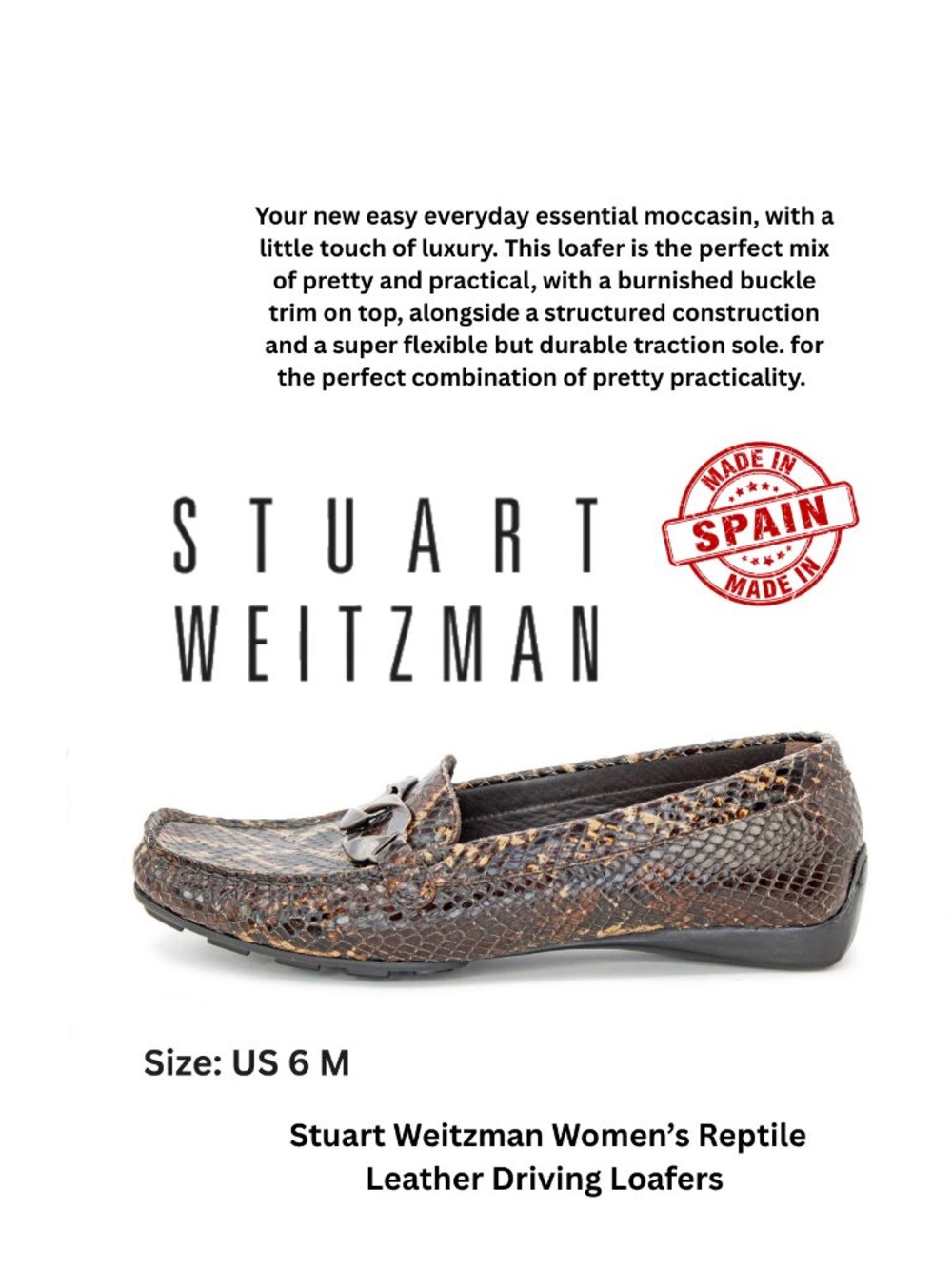 Stuart Weitzman Women’s Reptile Leather Driving Loafers